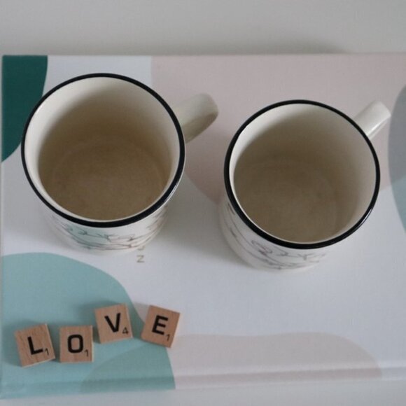 ARKLOW Honey Stone Floral Coffee Cups | Made in Ireland | Set of 2 - Picture 3 of 8